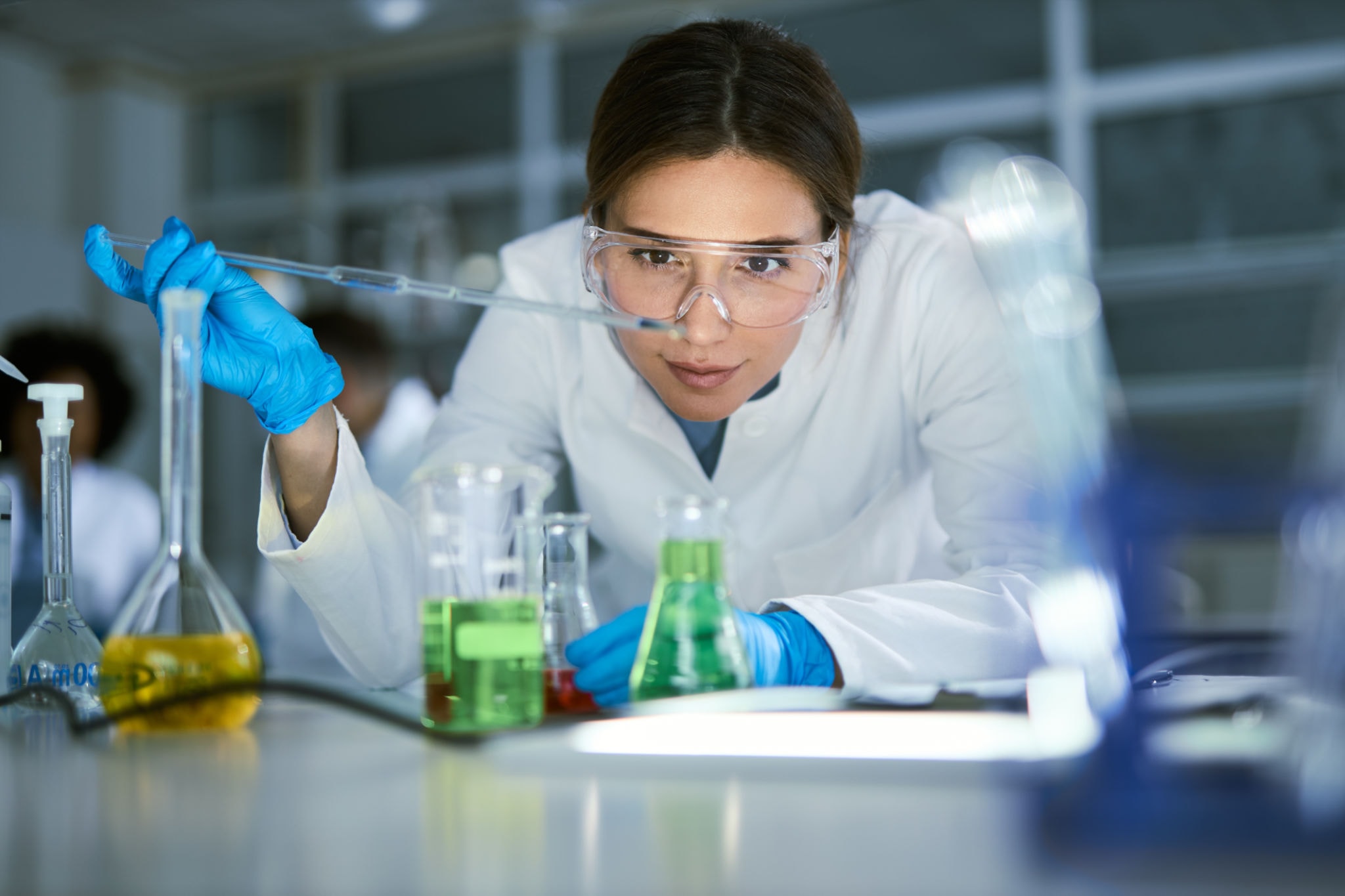 Life sciences researcher in laboratory